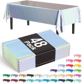 Iridescent Plastic Table Covers | 48 Count